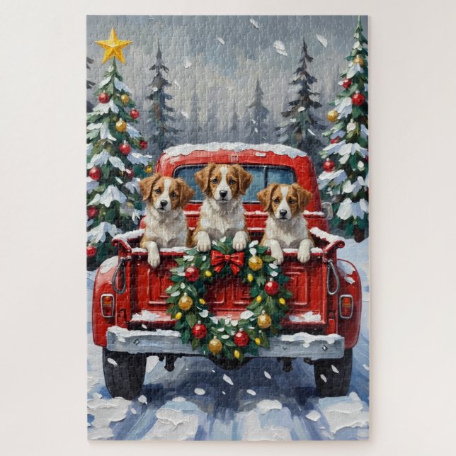 Quebra-cabeça Caminhão Vermelho de Natal Papillon Férias (Vertical)