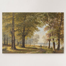 Quebra-cabeça Caminho da Floresta com Hiker no outono