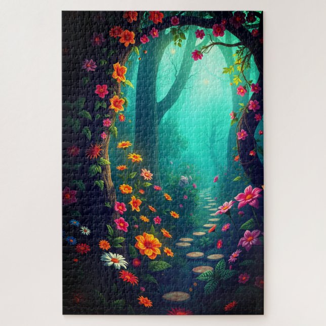 Quebra-cabeça Caminho da Floresta Mágica com Flores Selvagens Wh (Vertical)