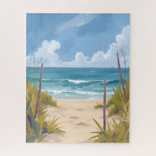 Quebra-cabeça Caminho da Praia Água do Oceano Pintura Costeira