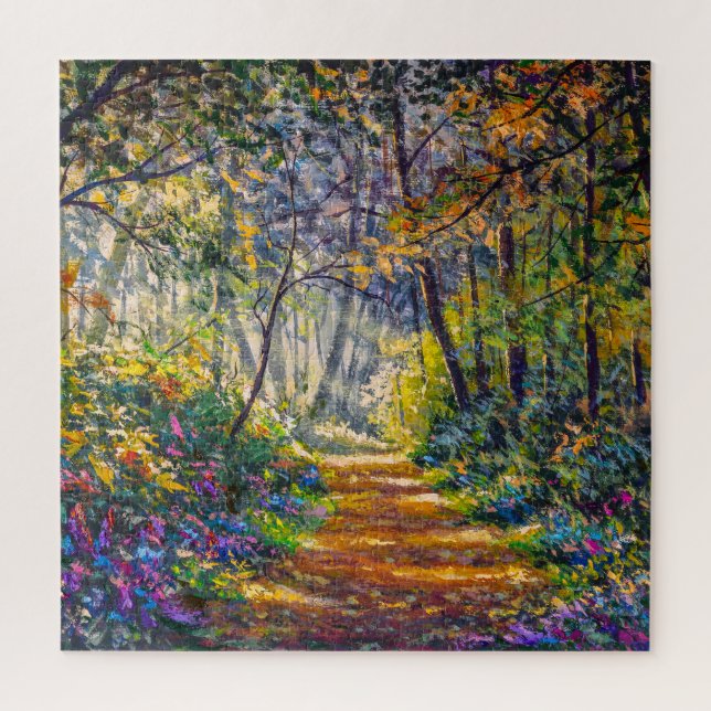 Quebra-cabeça Caminho do Impressionismo: Aquarela da Floresta Su (Vertical)