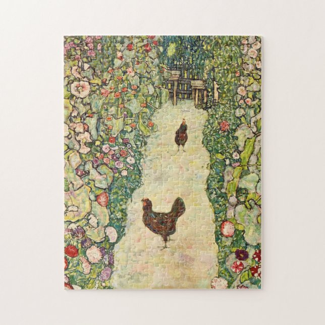 Quebra-cabeça Caminho do Jardim com Galinhas por Gustav Klimt (Vertical)