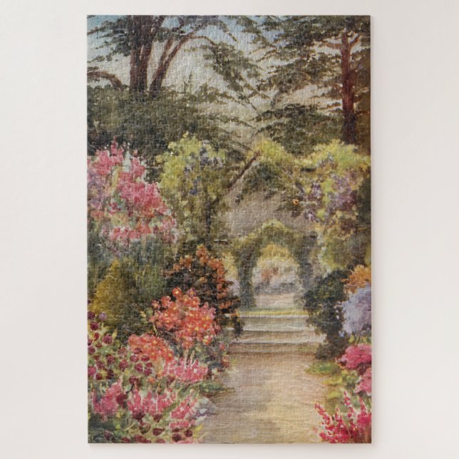 Quebra-cabeça Caminho Romântico de Jardim Antigo na Primavera (Vertical)