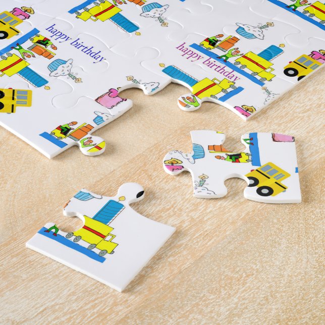 Quebra-cabeça Caminhões Feliz Aniversário (Lateral)