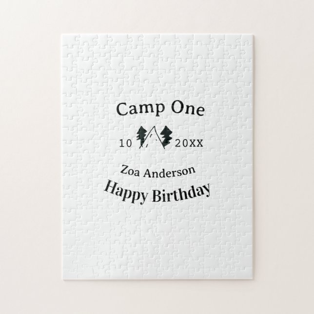 Quebra-cabeça Camp one happy birthday name date campingadventure (Vertical)