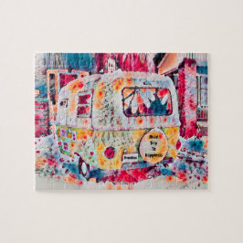 Quebra-cabeça Camper Retro Hippie Road Trip To Feliz Freedom