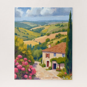 Quebra-cabeça Campestre Italiano Vinhedo Aquarela Viagem