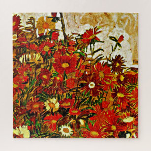 Quebra-cabeça Campo das flores - Egon Schiele trabalho de arte,