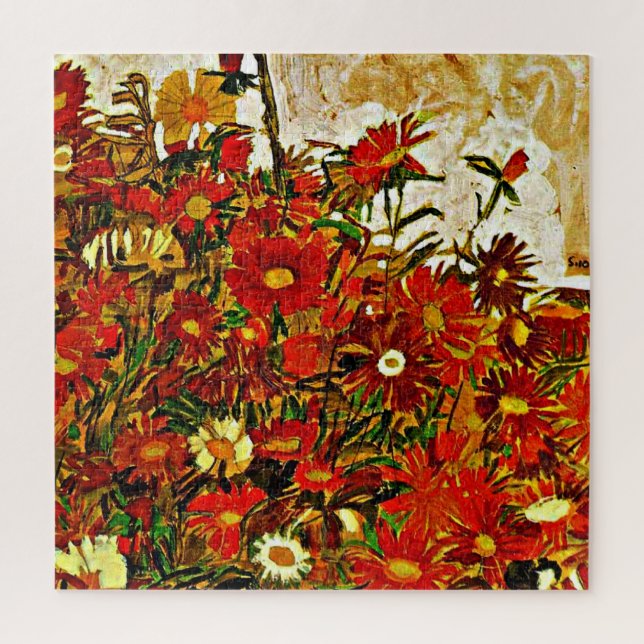 Quebra-cabeça Campo das flores - Egon Schiele trabalho de arte, (Vertical)