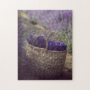Quebra-cabeça Campo de flores de lavanda com pano de Cheio de fl