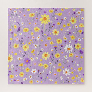 Quebra-cabeça Campo de Flores Silvestres Amarelo Lavanda Cottage