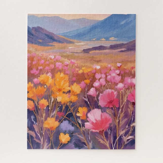 Quebra-cabeça Campo de Flores Silvestres | Pintura de Paisagem F (Vertical)