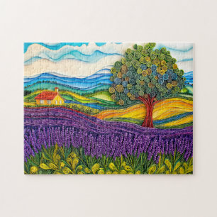 Quebra-cabeça Campo de Lavanda da Provença em Estilo de Quilling