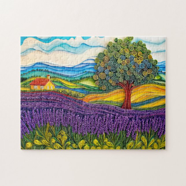 Quebra-cabeça Campo de Lavanda da Provença em Estilo de Quilling (Horizontal)