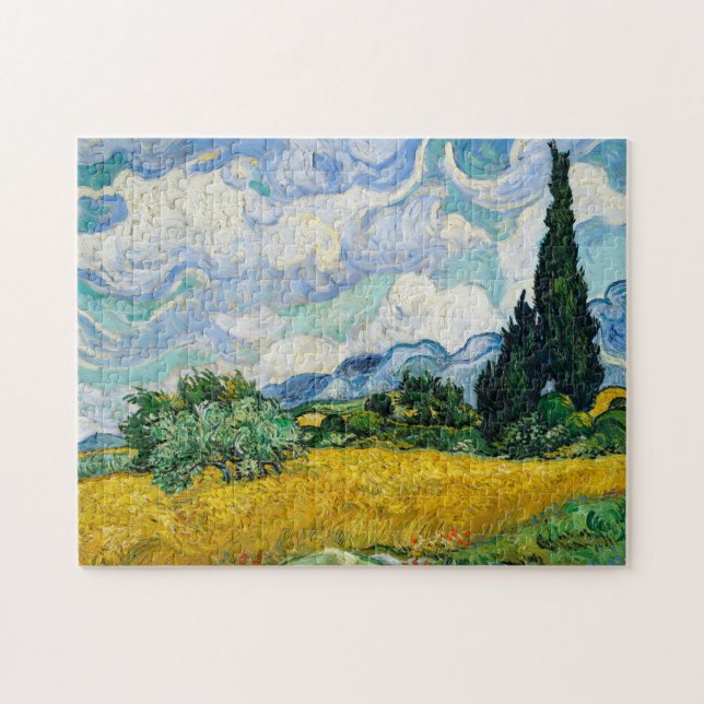 Quebra-cabeça Campo de Trigo Obra-Prima Pintura de Vincent van G (Horizontal)