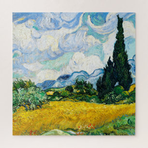Quebra-cabeça Campo de trigo Vincent Van Gogh com ciprestes