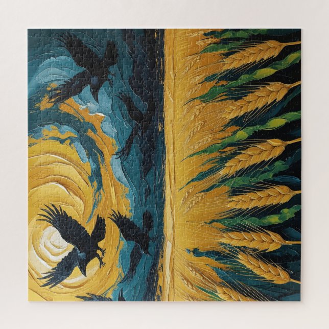 Quebra-cabeça Campo trigal dorado con cuervos (Vertical)