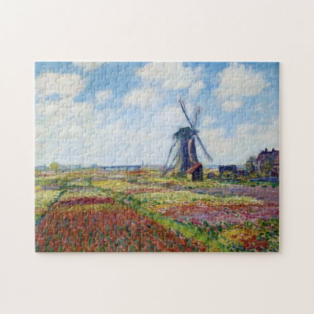 Quebra-cabeça Campos da tulipa com o moinho de vento Monet de (Horizontal)