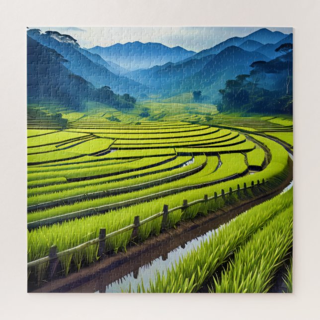 Quebra-cabeça Campos de arroz verde esmagadores (Vertical)