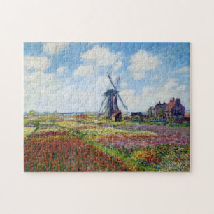 Quebra-cabeça Campos de Tulip com o Monet de Rijnsburg Windmill
