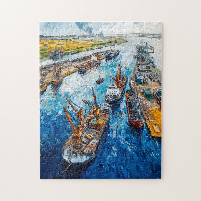 Quebra-cabeça Campos de Tulipas com Celeiro e Córrego Pintura Fa (Vertical)