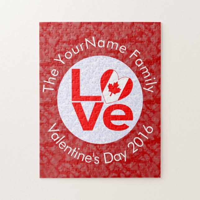 Quebra-cabeça canadense Flag Red Letters LOVE White em Vermelho (Vertical)