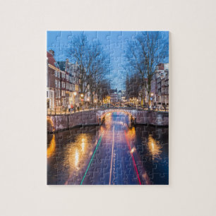 Quebra-cabeça Canais de Amsterdão na noite