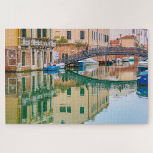 Quebra-cabeça Canal de Veneza e ponte com reflexões, Itália