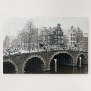 Quebra-cabeça Canal em Amsterdã no inverno