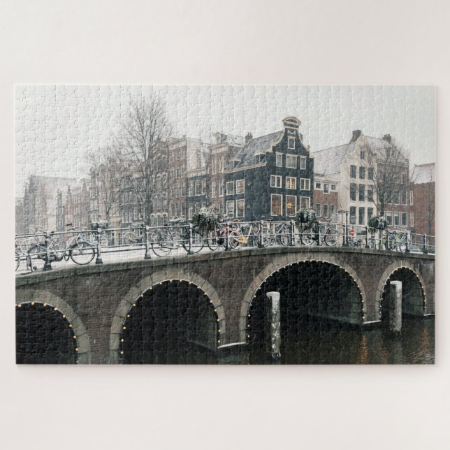 Quebra-cabeça Canal em Amsterdã no inverno (Horizontal)