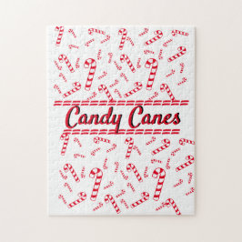 Quebra-cabeça - Canas de doces vermelhos com texto