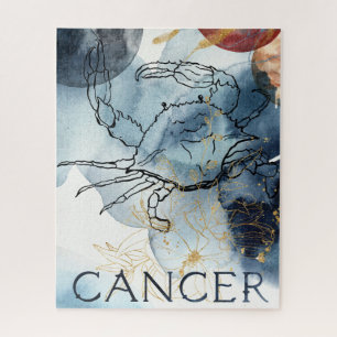 Quebra-cabeça Cancer caranguejo azul zodiaco negro planetas da a