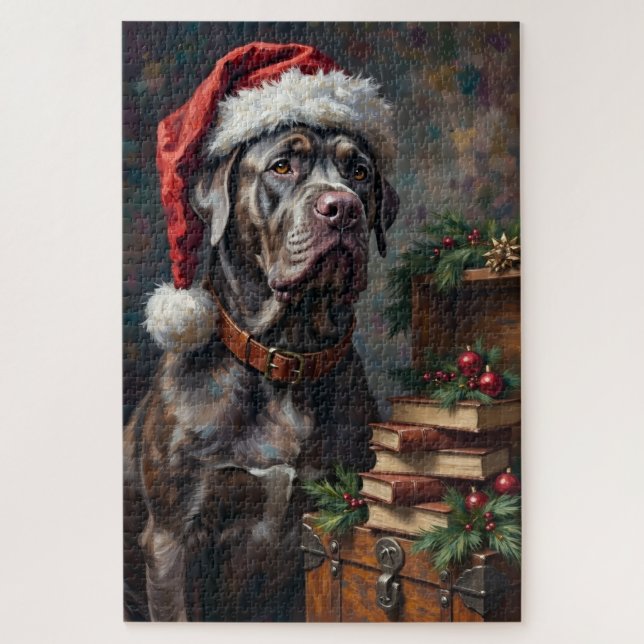 Quebra-cabeça Cane Corso Guardian of the Christmas Library Hat (Vertical)