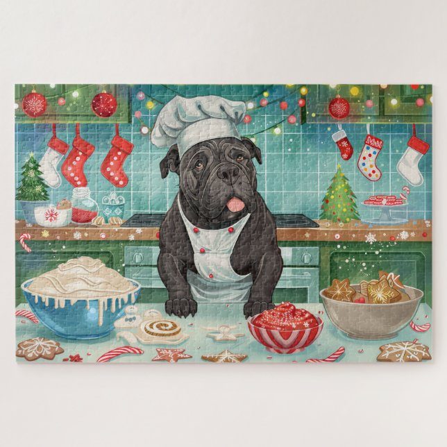Quebra-cabeça Cane Corso Holiday Baking: Natal Festivo (Horizontal)