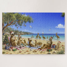 Canguru de Natal na Praia Piquenique Feliz Natal