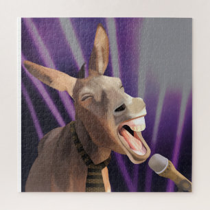 Quebra-cabeça Cantando Engraçado Fazenda Donkey Animal Purple Fu
