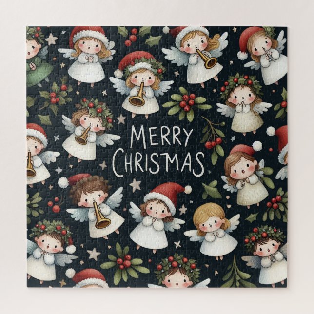 Quebra-cabeça Cantores Angelicais de Natal com Visco  (Vertical)