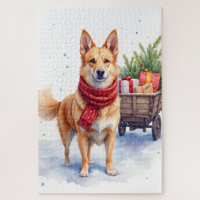Quebra-cabeça Cão Australiano de Cauda Cortada em Aquarela (Vertical)