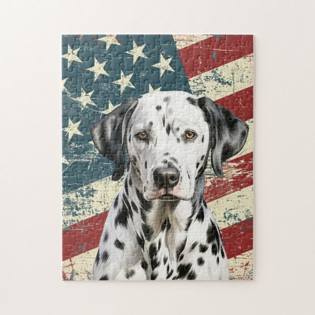 Quebra-cabeça Cão Dálmata da Bandeira Americana Grunge (Vertical)
