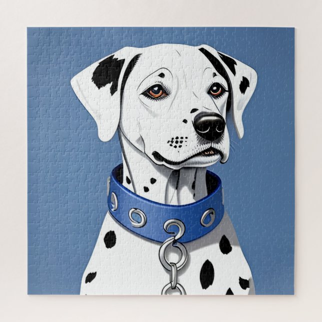 Quebra-cabeça Cão Dalmata Usando uma Coleira Azul (Vertical)