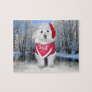 Quebra-cabeça Cão de Bichon Frise do Natal