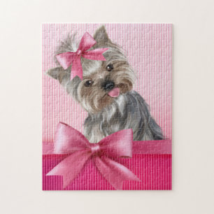Quebra-cabeça Cão de filhote de cachorro cor-de-rosa da princes