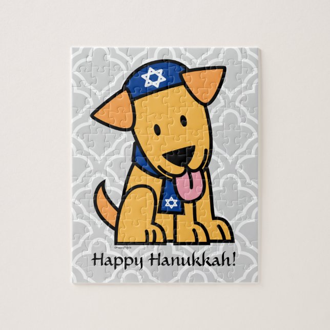 Quebra-cabeça Cão de filhote de cachorro judaico de Hanukkah (Vertical)