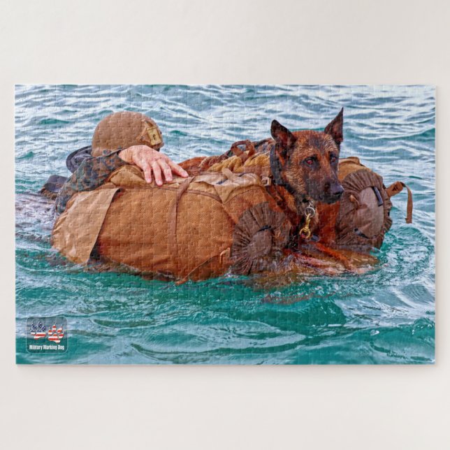 Quebra-cabeça CÃO DE TRABALHO MILITAR DOS EUA (20x30 polegadas) (Horizontal)