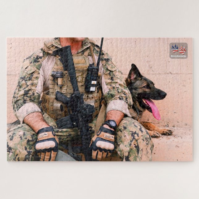 Quebra-cabeça CÃO DE TRABALHO MILITAR DOS EUA (20x30 polegadas) (Horizontal)