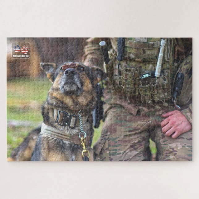 Quebra-cabeça CÃO DE TRABALHO MILITAR DOS EUA (20x30 polegadas) (Horizontal)