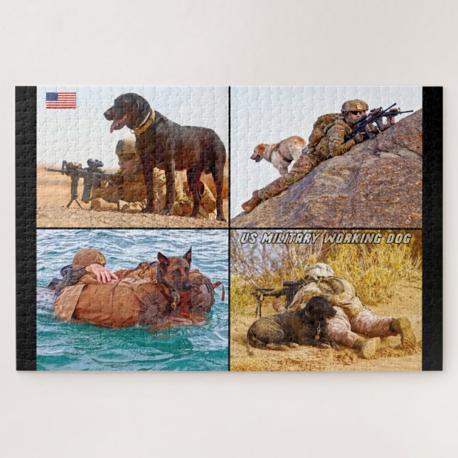 Quebra-cabeça CÃO DE TRABALHO MILITAR DOS EUA (20x30 polegadas) (Horizontal)