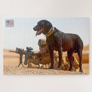 Quebra-cabeça CÃO DE TRABALHO MILITAR DOS EUA (20x30 polegadas)