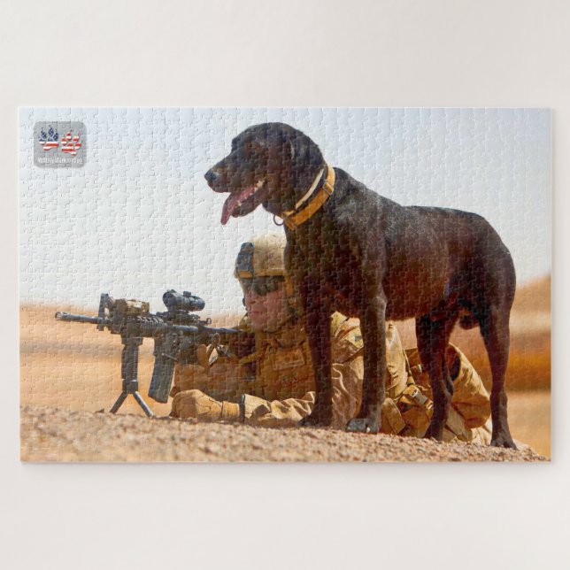 Quebra-cabeça CÃO DE TRABALHO MILITAR DOS EUA (20x30 polegadas) (Horizontal)