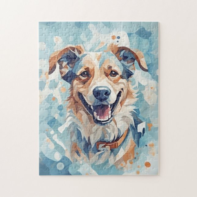 Quebra-cabeça Cão em mosaico azul (Vertical)